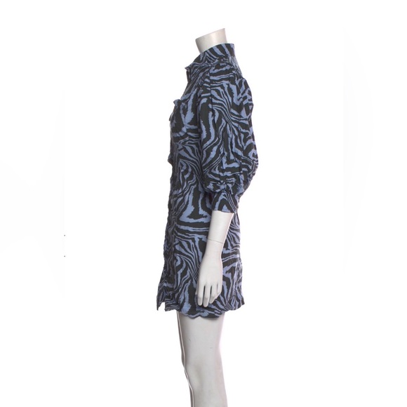 Ganni Black and Blue Patterned Dress Size 8 - Picture 3 of 3